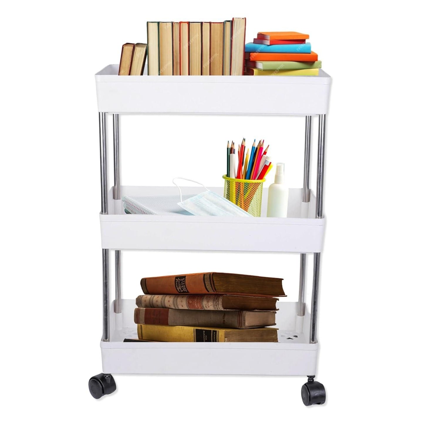 Multipurpose Storage Organizer Slim Rack Shelf With Wheels